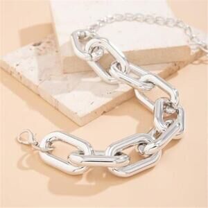 Women Chunky Punk  Silver Dainty Simple Choker Necklace
